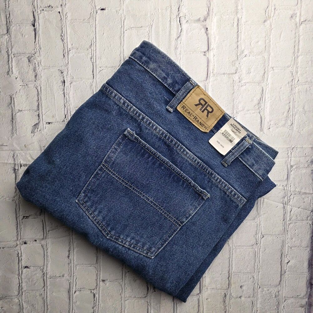 Real Ranch Boot Cut Jeans 54x36 Blue Denim Made in Madagascar